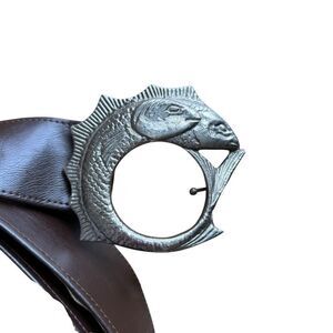 Vintage Fish Trout Belt Buckle Silver Pewter Statement Fishing